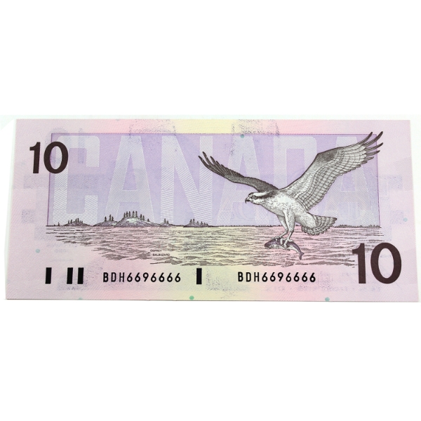 BC-57b 1989 $10 Neat Number CUNC Bonin-Thiessen SN: BDH6696666