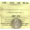 Image 1 : 10-cent 1931 ICCS MS64