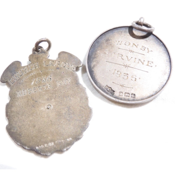Pair of 1936 Sterling Silver Award Medals. 2pcs.