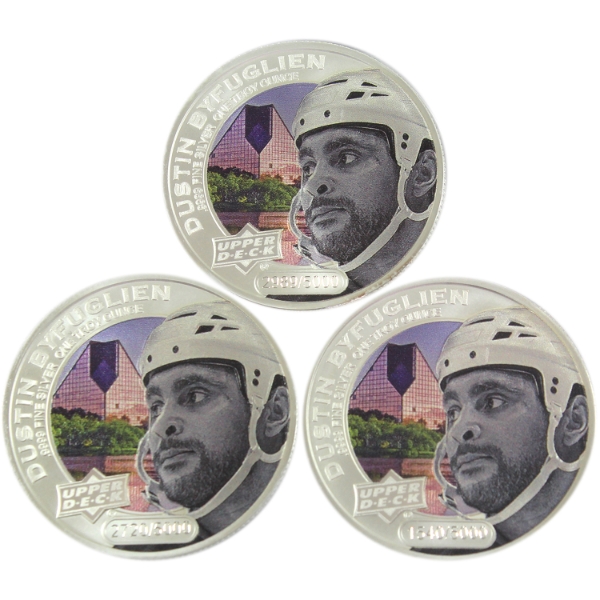 3x 1oz Cook Islands 2017 $5 Upper Deck Grandeur Dustin Byfuglien .999 Fine Silver Rounds. 3pcs.