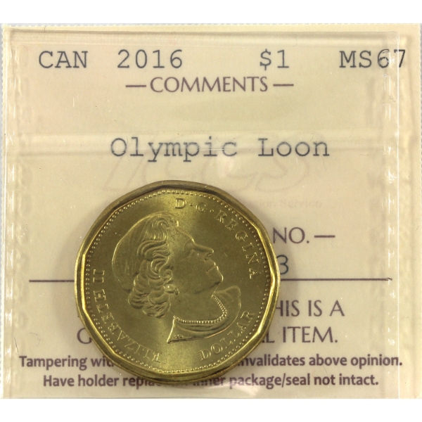 Loon $1 2016 Lucky Loonie ICCS MS67