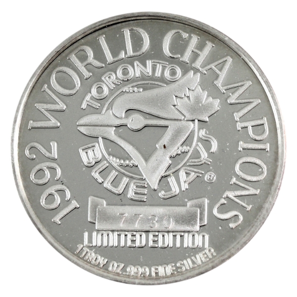 1oz Enviromint LE Toronto Blue Jays 1992 World Champions .999 Silver Round