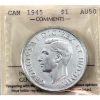 Image 1 : Silver $1 1945 5/5 ICCS AU50