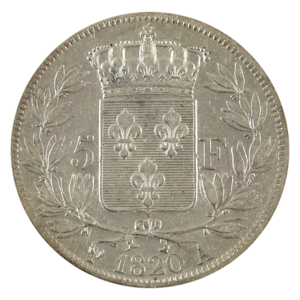 France Silver 1820A 5 Francs EF
