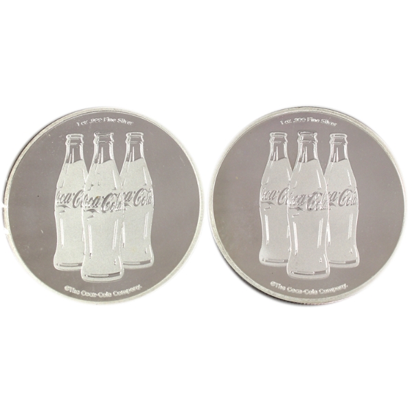 2x 1oz Coca-Cola .999 Fine Silver Rounds. 2pcs. (Tax Exempt)