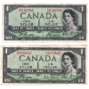 Image 1 : BC-29a & BC-29b 1954 $1 Devil's Face VF (Stains). 2pcs
