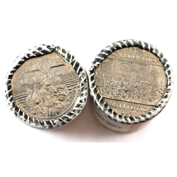 *$1 1982 Constitution & 1984 Jacques Cartier Original Rolls of 20pcs. 2 Rolls.