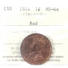 Image 1 : 1-cent 1914 ICCS MS64 Red