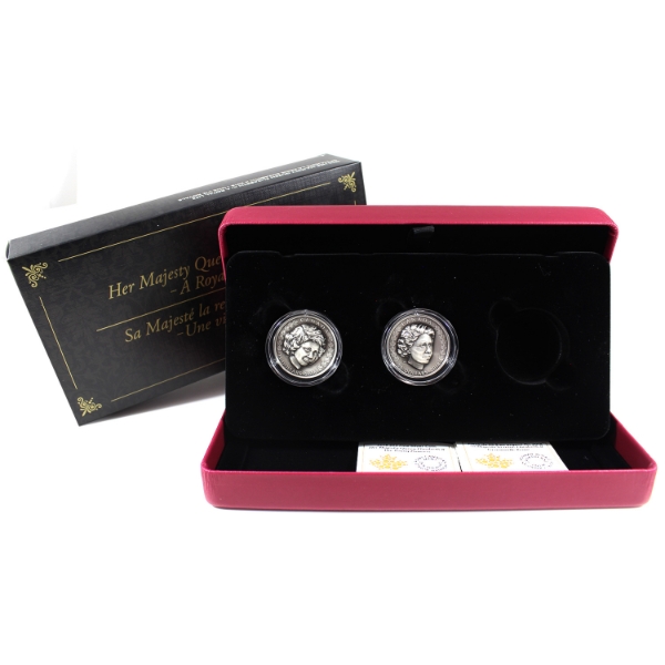 2018 $25 Her Majesty Queen Elizabeth II: A Royal Life 2 Coins of 3-Coin .9999 Fine Silver Set