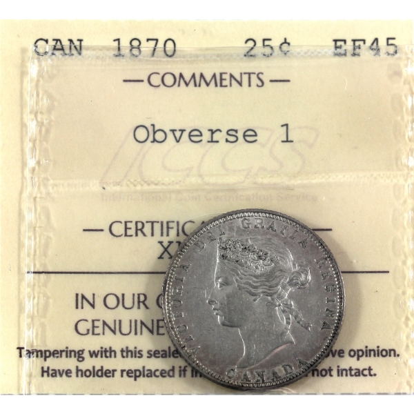 25-cent 1870 Obverse 1 ICCS EF45