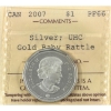 Image 3 : 2007 $1 Golden Baby Rattle Sterling Silver Dollar w/ Selective Gold Plating ICCS PF66