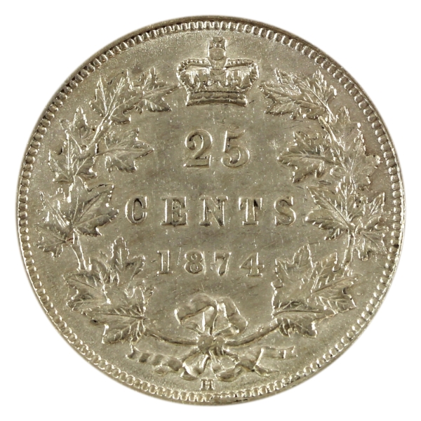 25-cent 1874H EF