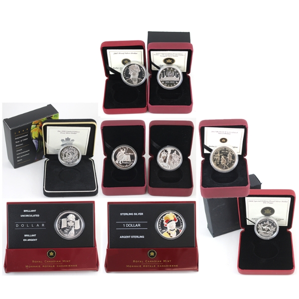 1997-2012 Bulk Collection of Sterling & Fine Silver Dollars. 9pcs. 