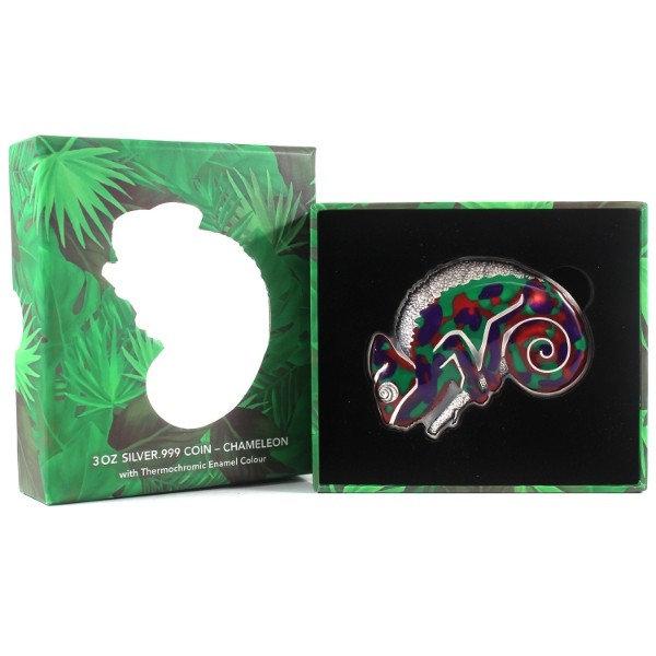 Barbados Silver 2023 $5 Chameleon w/ Thermochromic Enamel Colour (Tax Exempt)