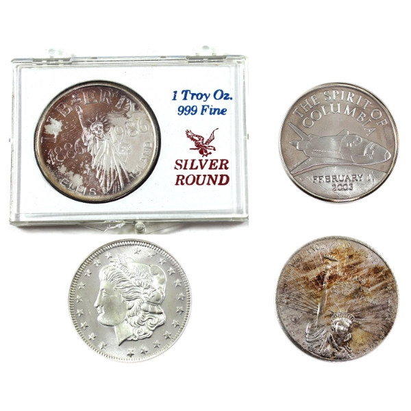 4x USA Vintage 1oz .999 Fine Silver Rounds. 4pcs. (Tax Exempt)