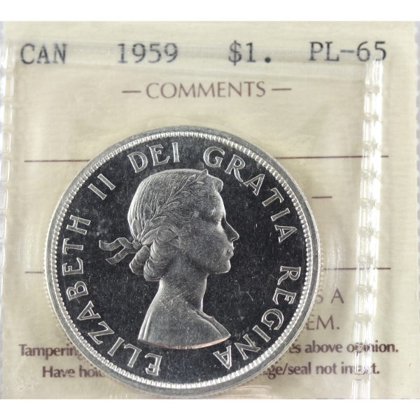 Silver $1 1959 ICCS PL65 Cameo
