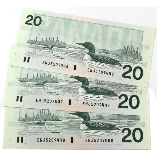 BC-58d 1991 $20 Consecutive CUNC Knight-Dodge SN:EWJ5209446-"48. 3pcs