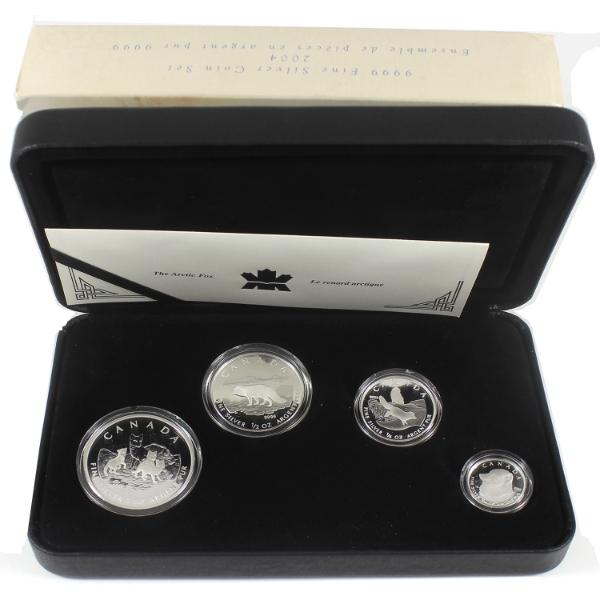 2004 Arctic Fox 4-coin Fractional Set .9999 Fine  Silver (Tax Exempt)