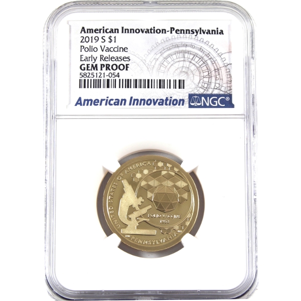 USA 2019S $1 American Innovation - Pennsylvania Polio Vaccine Early Releases NGC GEM Proof