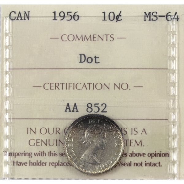10-cent 1956 Dot ICCS MS64