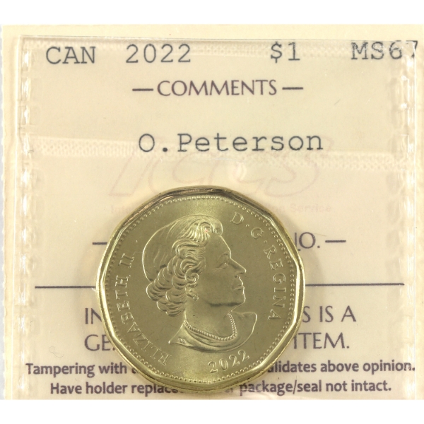 Loon $1 2022 Oscar Peterson ICCS MS67