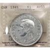 Silver $1 1945 ICCS AU55
