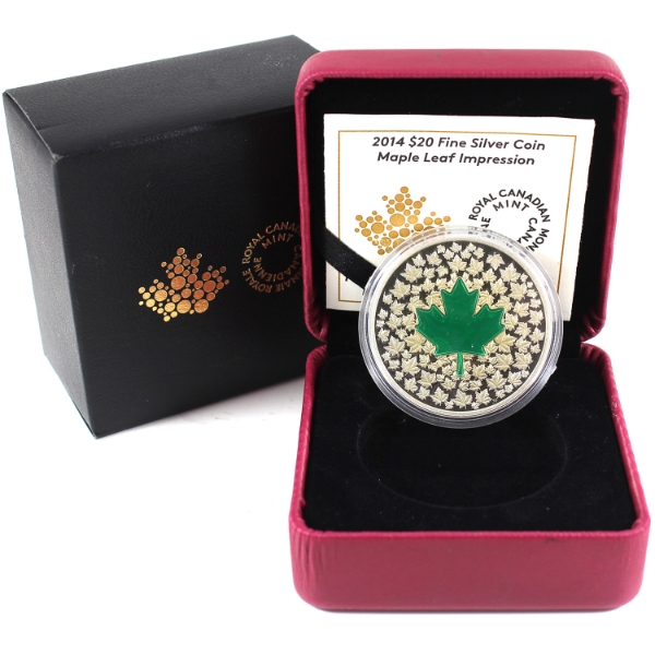 2014 $20 Maple Leaf Impression 1oz .9999 Fine Silver Coin (Tax Exempt)