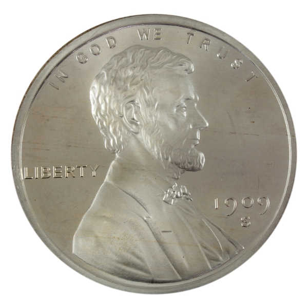 5oz Golden State Mint 1909S V.D.B. Lincoln Penny Replica .999 Fine Silver Round (Tax Exempt)