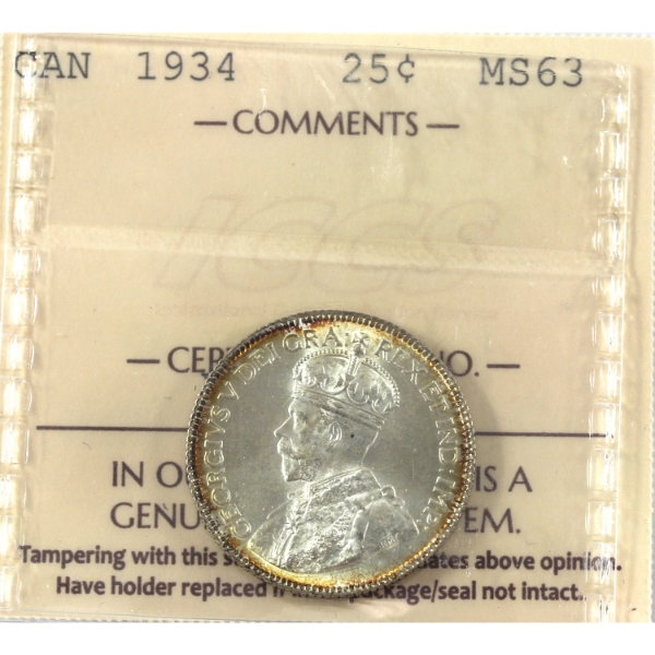 25-cent 1934 ICCS MS63