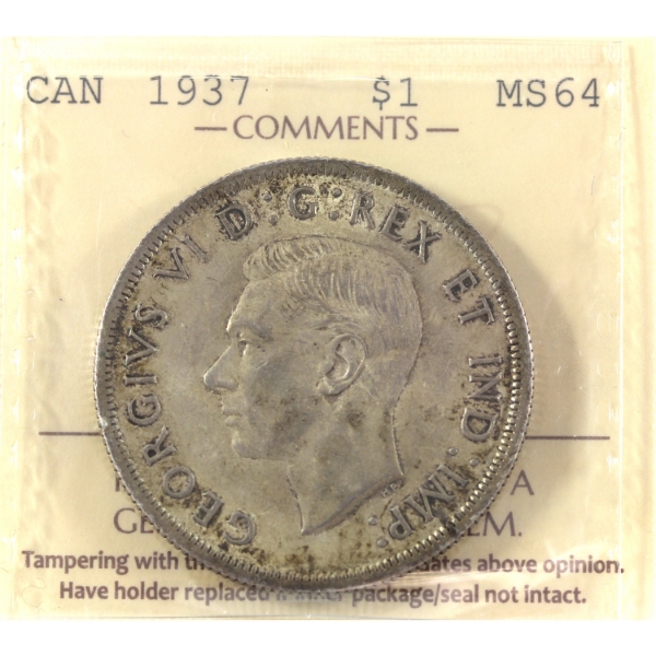 Silver $1 1937 ICCS MS64