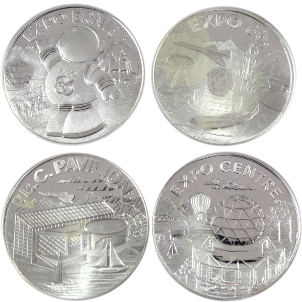 Official Expo 86 1/2oz .999 Fine Silver Commemorative Medallions in Original Case.