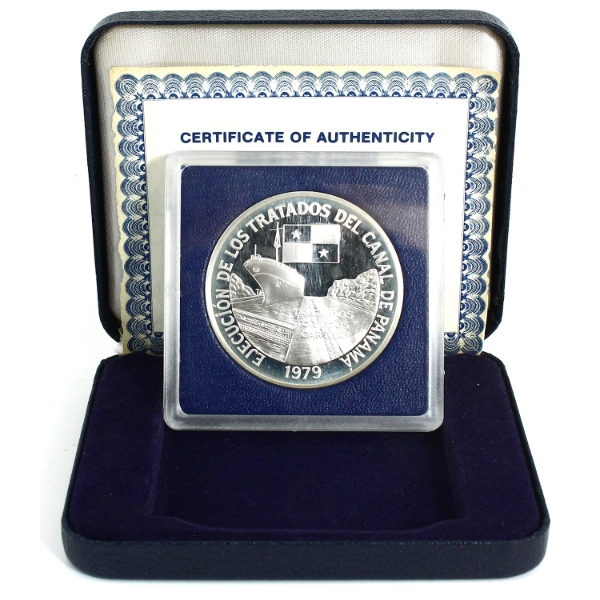 Panama Silver 1979 10 Balboas Panama Canal Treaty Coin 1oz .925 Fine Silver Proof