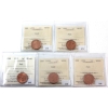 Image 1 : 1-cent 1994, 1995, 1997, 1998 & 1999 ICCS MS66 Red. 5pcs
