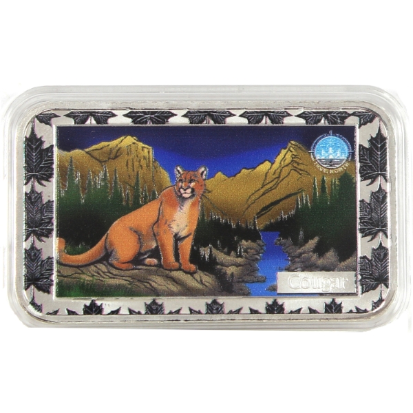1oz Canadian Wildlife Series: Cougar Colourized .999 Fine Silver Bar (Tax Exempt) — image 15