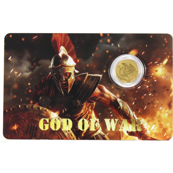 1/1000oz Niue 2026 50-cent God of War: Ares .9999 Fine Gold Coin in Assay Card (Tax Exempt)