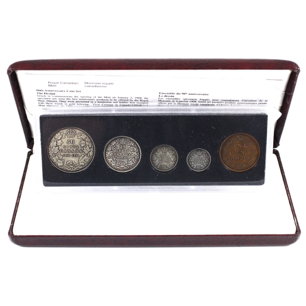 1908-1998 90th Anniversary of the Mint Commemorative Antique Finish Sterling Silver Proof Set