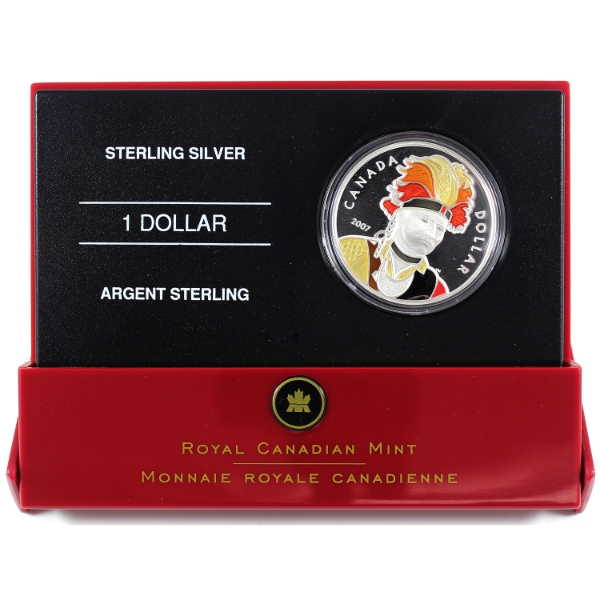2007 $1 Thayendanegea Colour  Enamelled Proof Sterling Silver Dollar