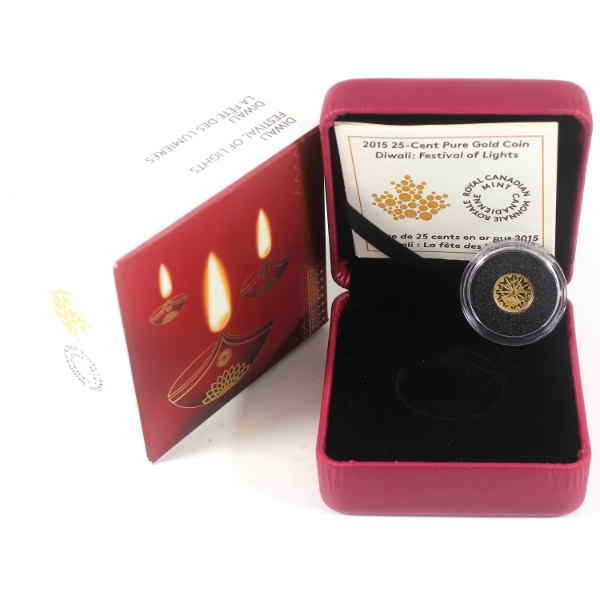 2015 25-cent Diwali: Festival of Lights 0.5g .9999 Fine Gold Coin (Tax Exempt)