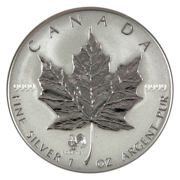 2005 $5 SML Rooster Privy 1oz .9999 Fine Silver (Tax Exempt)