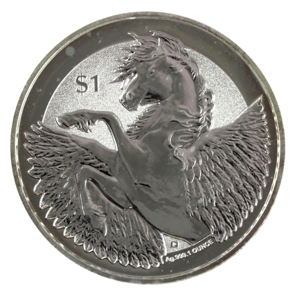 1oz British Virgin Islands 2019 $1 Pegasus .999 Fine Silver Round (Tax Exempt)