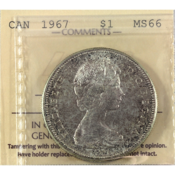 Silver $1 1967 ICCS MS66