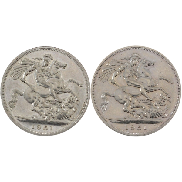  Great Britain 1951 Festival of Britain Crown Piece. 2pcs.