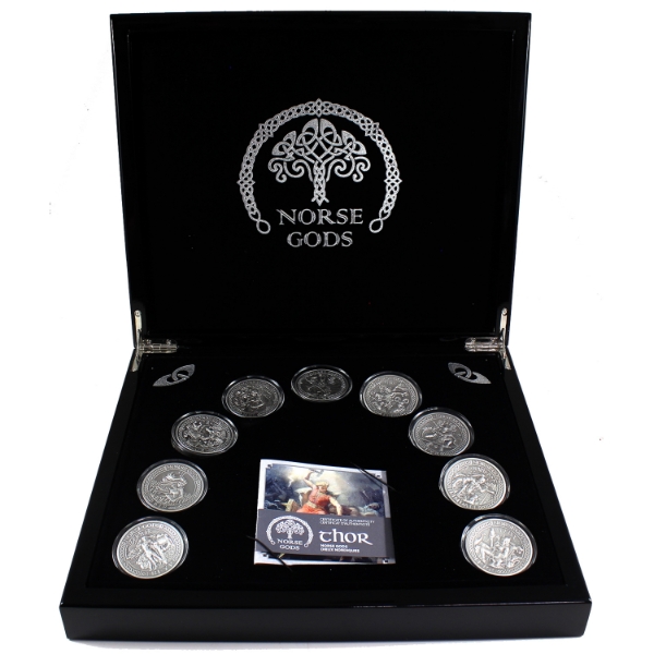 Cook Islands Silver 2015 $10 Norse Gods 9-Coin Fine Silver Set (Tax Exempt)
