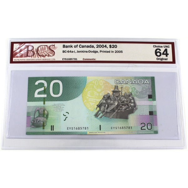 BC-64a-i 2004 $20 BCS CUNC64 Original Jenkins-Dodge Printed in 2005 SN:EYS1685781