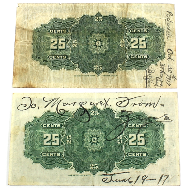 2x DC-15b 1900 25-cent Shinplasters VF Boville. 2pcs.