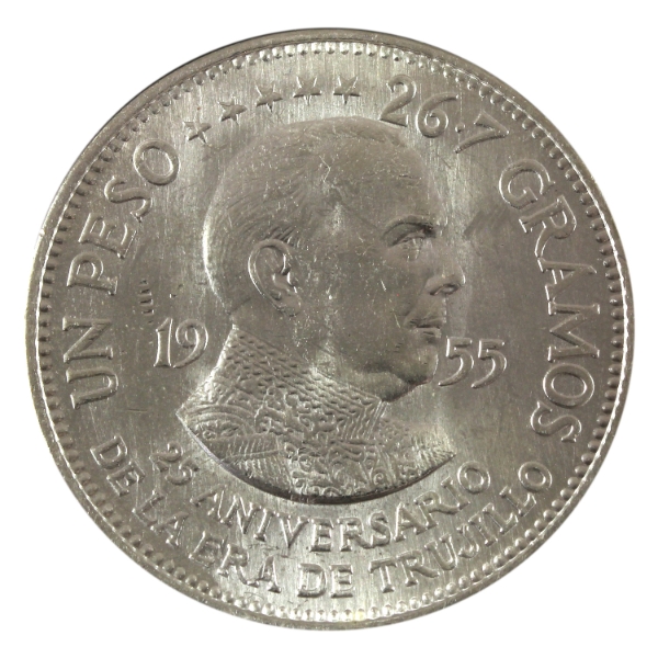 Dominican Republic Silver 1955 Peso Choice BU