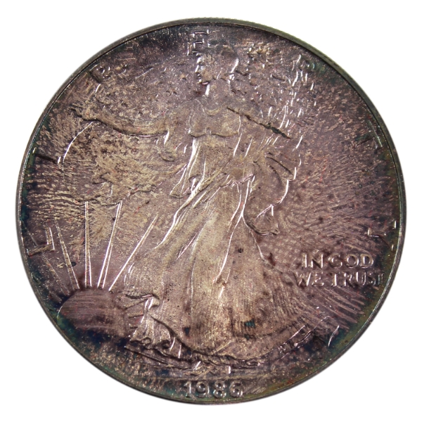 USA Silver 1986 $1 Silver Eagle .999 Fine Silver Coin in Season's Greetings Box (Tax Exempt)