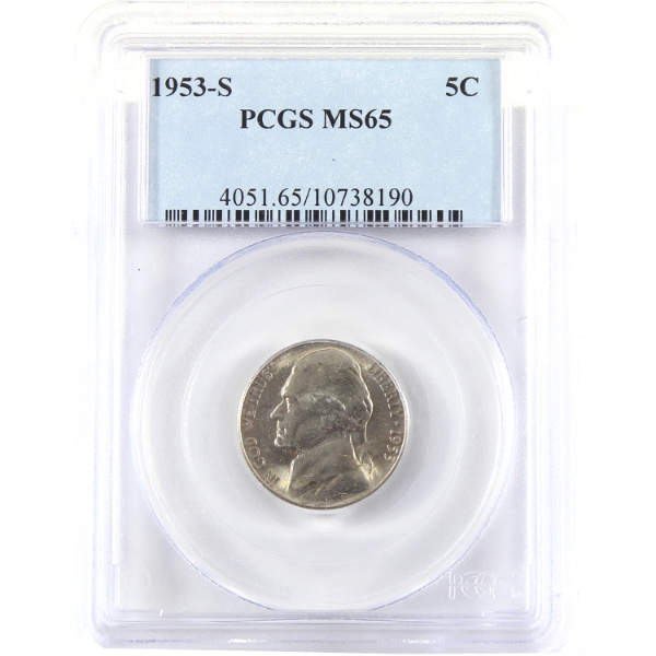 USA 1953S Jefferson Nickel PCGS MS65