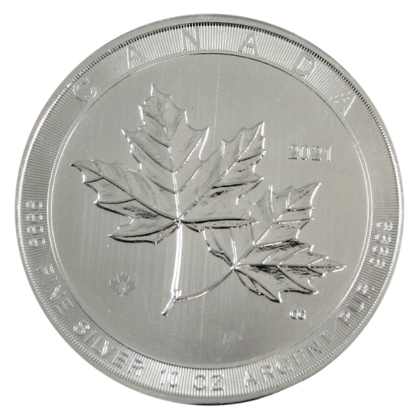 10oz 2021 $50 Magnificent Maple Leaves .9999 Fine Silver Round (Tax Exempt)