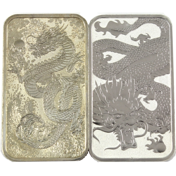 2x 1oz Australia $1 2022 & 2024 Dragon .9999 Fine Silver Bars. 2pcs (Tax Exempt)
